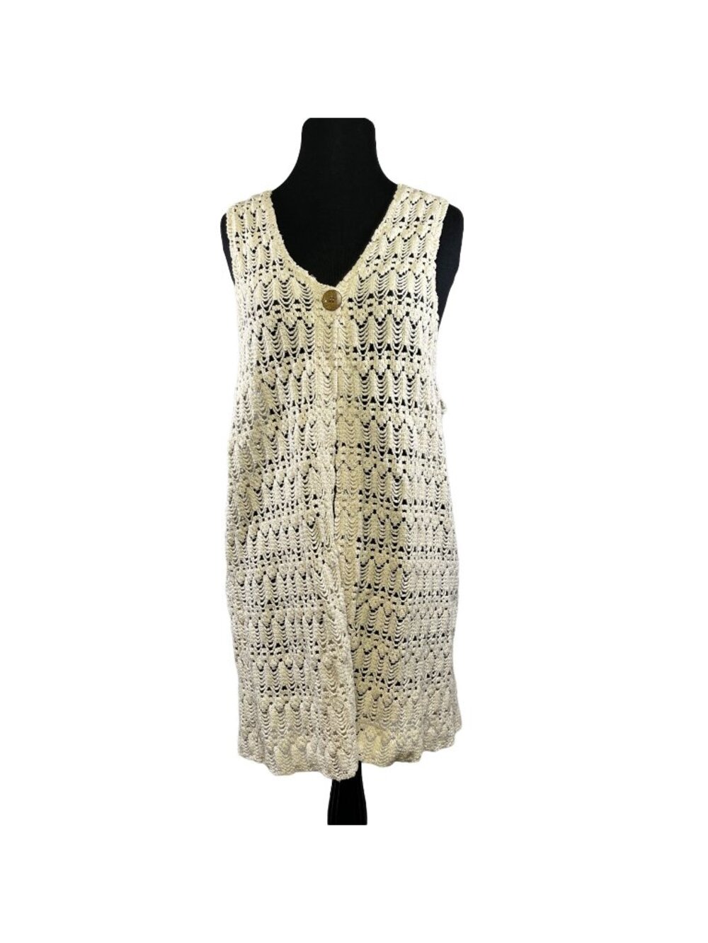 Nuggets Womens Size 24/44 Crocheted Sweater Vest Boho Made in the USA